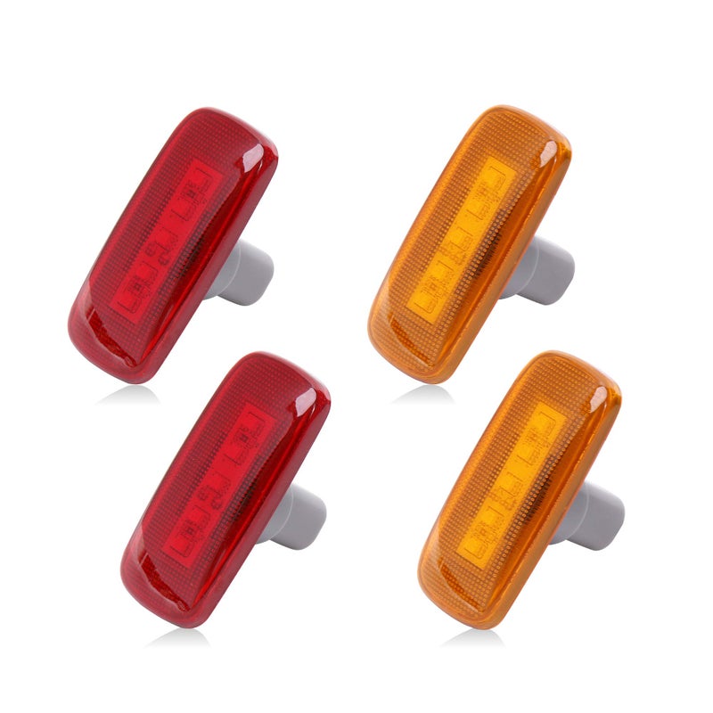 HUSUKU 4PCS 5Led Colorful Lens Dual Cab Bed Fender LED Side Marker Lights For 2010-2017 Dodge Ram 2500 3500 (2x Amber, 2x Red) - Image 1